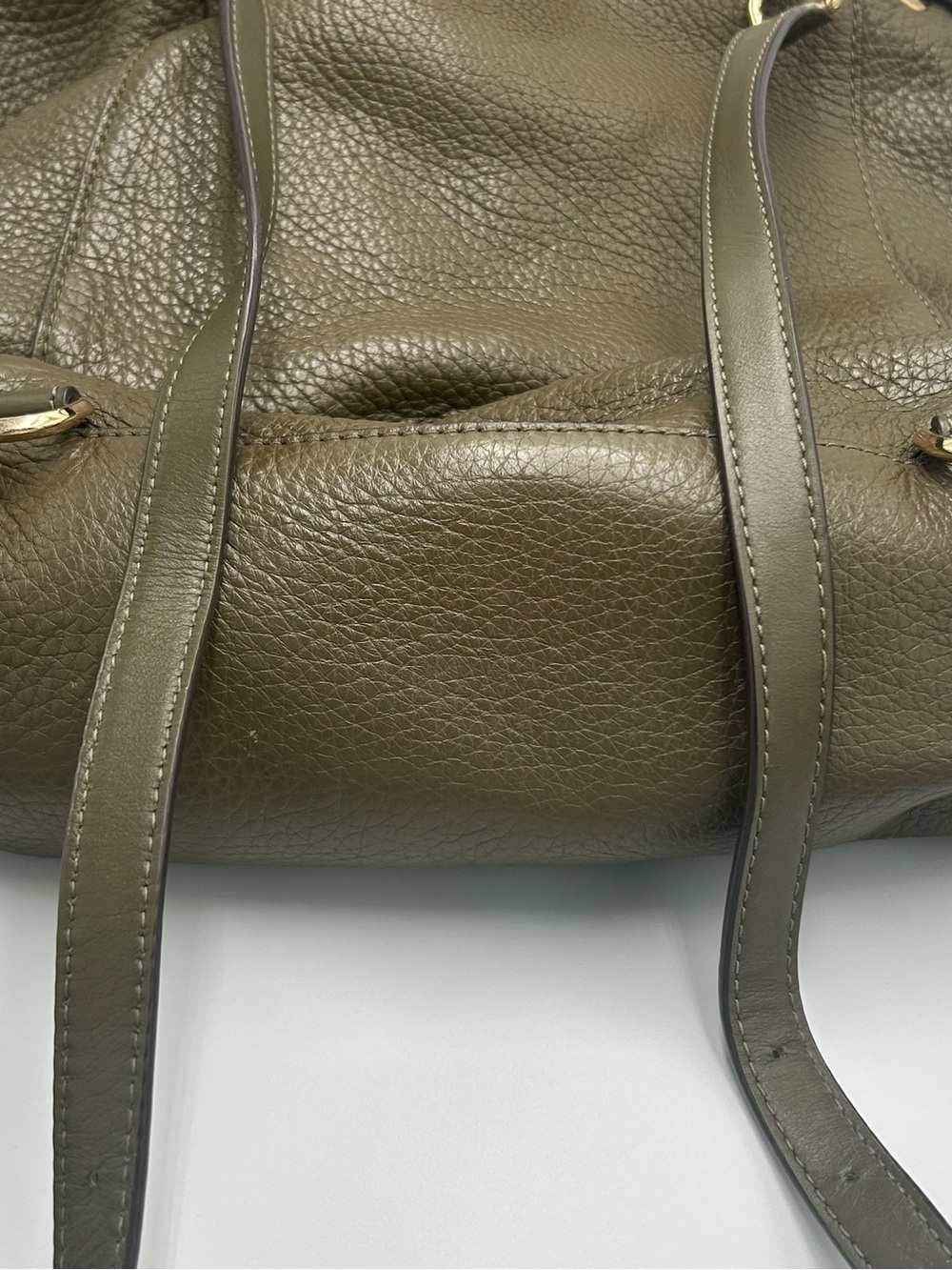 Michael Kors Olive Green Peddled Leather Viv Large Backpack Purse Bag - Picture 4 of 8